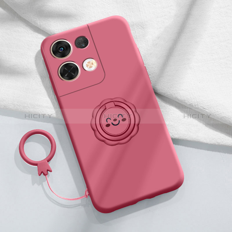 Custodia Silicone Ultra Sottile Morbida Cover con Magnetico Anello Supporto S01 per Xiaomi Redmi Note 13 Pro 5G