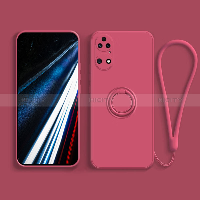 Custodia Silicone Ultra Sottile Morbida Cover con Magnetico Anello Supporto S02 per Huawei P50