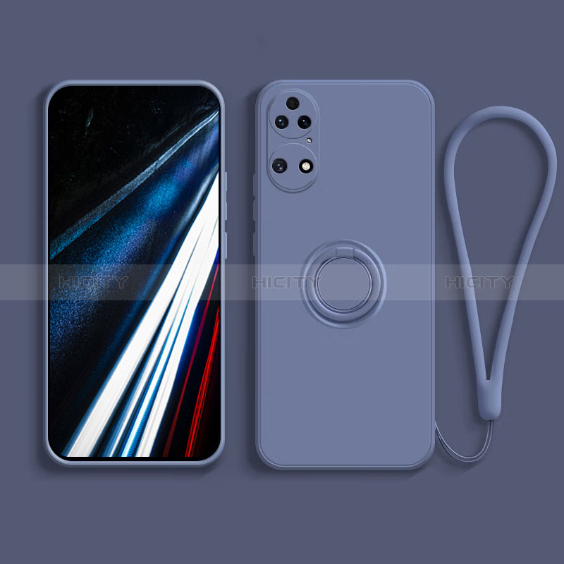 Custodia Silicone Ultra Sottile Morbida Cover con Magnetico Anello Supporto S02 per Huawei P50