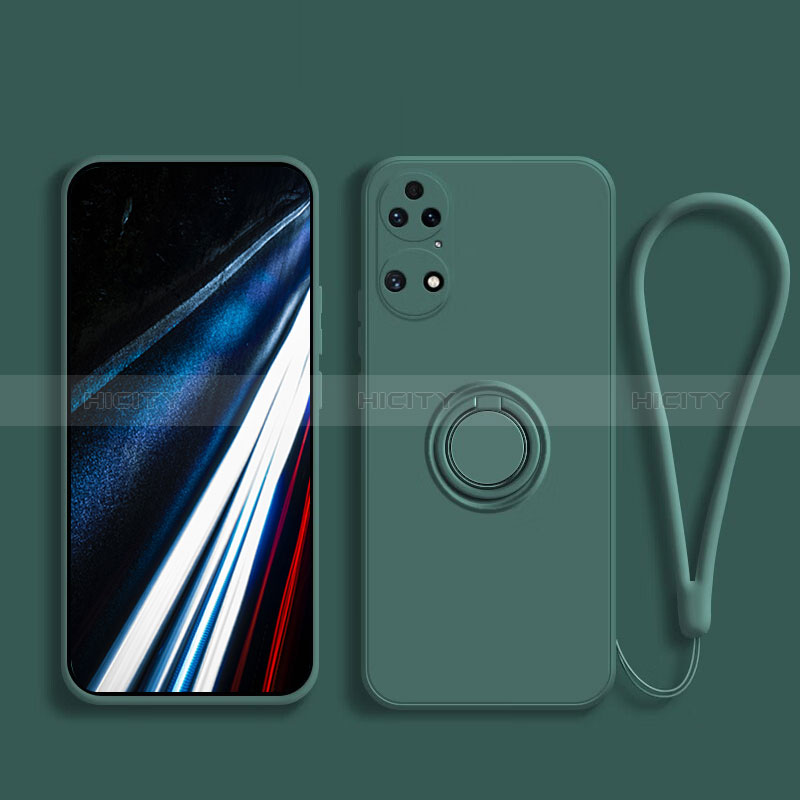 Custodia Silicone Ultra Sottile Morbida Cover con Magnetico Anello Supporto S02 per Huawei P50