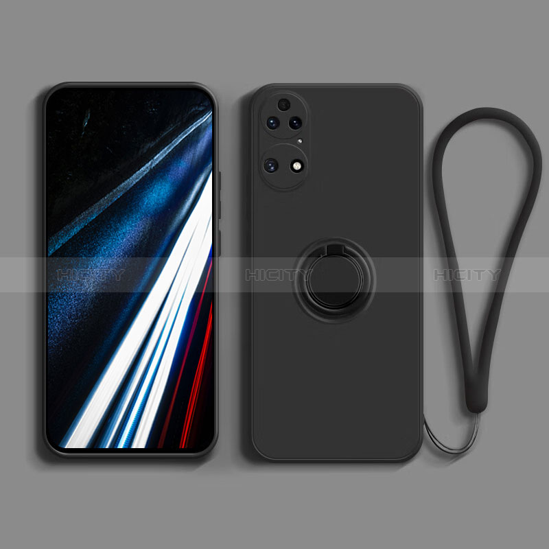 Custodia Silicone Ultra Sottile Morbida Cover con Magnetico Anello Supporto S02 per Huawei P50