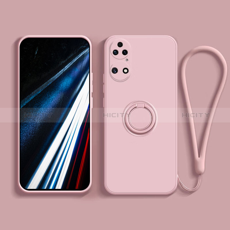 Custodia Silicone Ultra Sottile Morbida Cover con Magnetico Anello Supporto S02 per Huawei P50