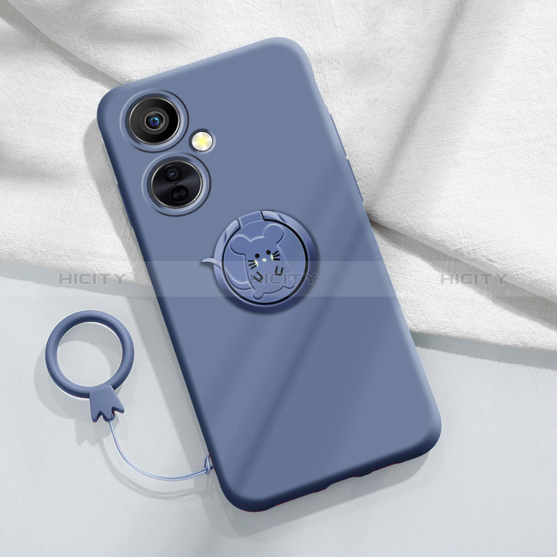 Custodia Silicone Ultra Sottile Morbida Cover con Magnetico Anello Supporto S02 per OnePlus Nord CE 3 5G