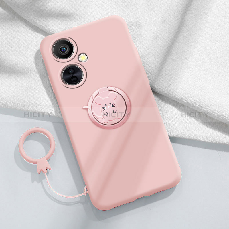 Custodia Silicone Ultra Sottile Morbida Cover con Magnetico Anello Supporto S02 per OnePlus Nord CE 3 Lite 5G