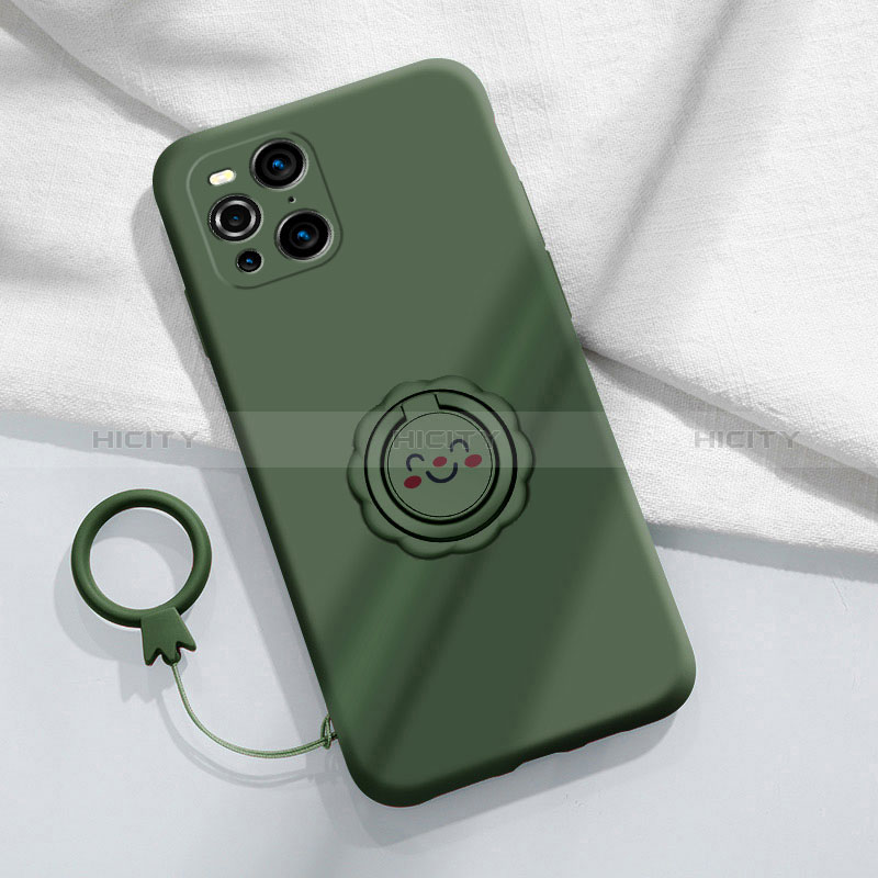 Custodia Silicone Ultra Sottile Morbida Cover con Magnetico Anello Supporto S02 per Oppo Find X3 5G