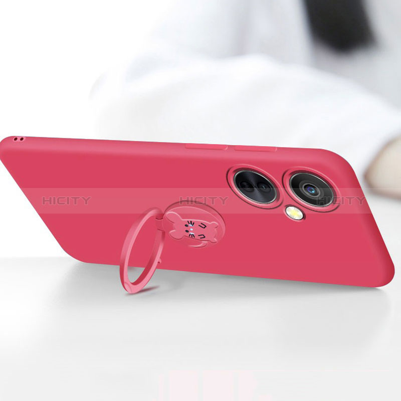 Custodia Silicone Ultra Sottile Morbida Cover con Magnetico Anello Supporto S02 per Oppo K11x 5G