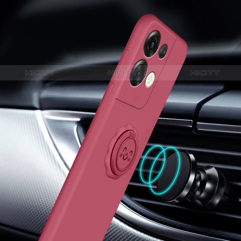 Custodia Silicone Ultra Sottile Morbida Cover con Magnetico Anello Supporto S02 per Oppo Reno8 5G