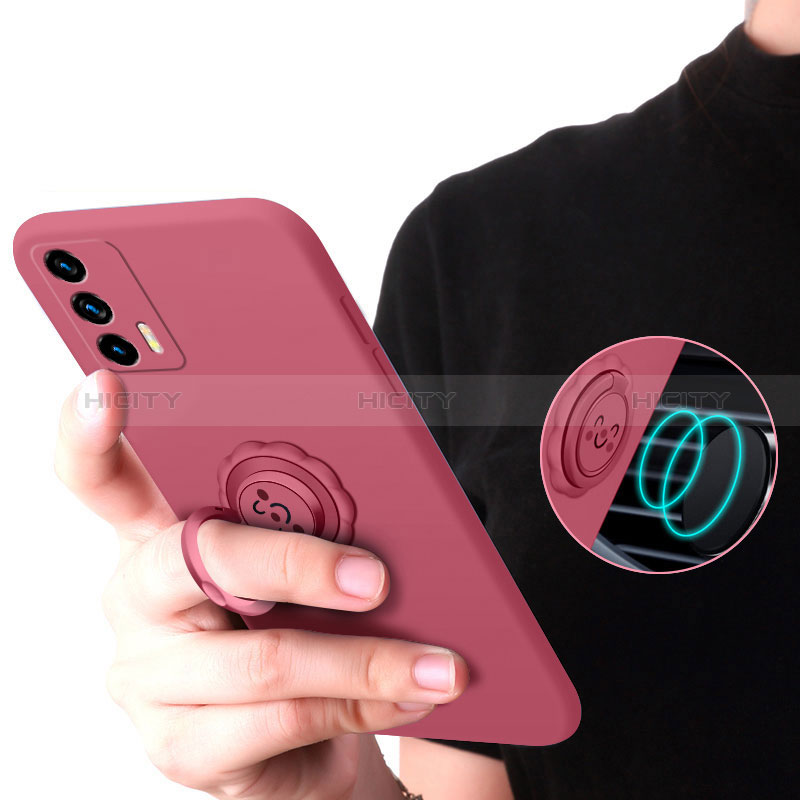 Custodia Silicone Ultra Sottile Morbida Cover con Magnetico Anello Supporto S02 per Realme GT Master 5G