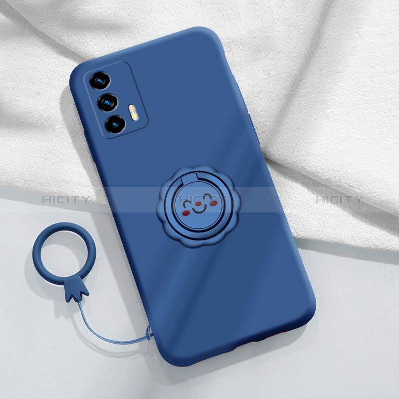 Custodia Silicone Ultra Sottile Morbida Cover con Magnetico Anello Supporto S02 per Realme GT Master 5G