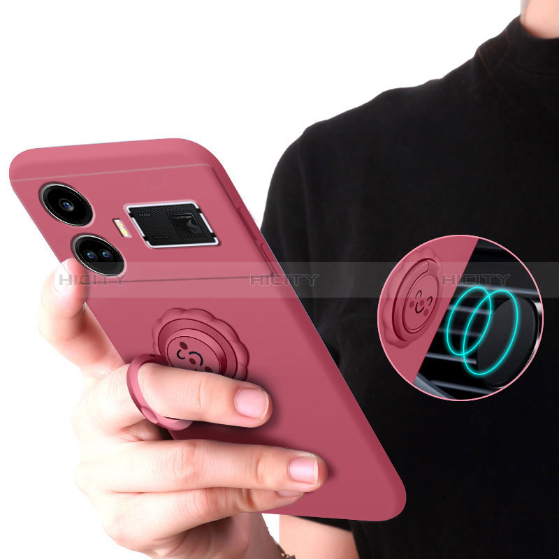 Custodia Silicone Ultra Sottile Morbida Cover con Magnetico Anello Supporto S02 per Realme GT Neo6 5G