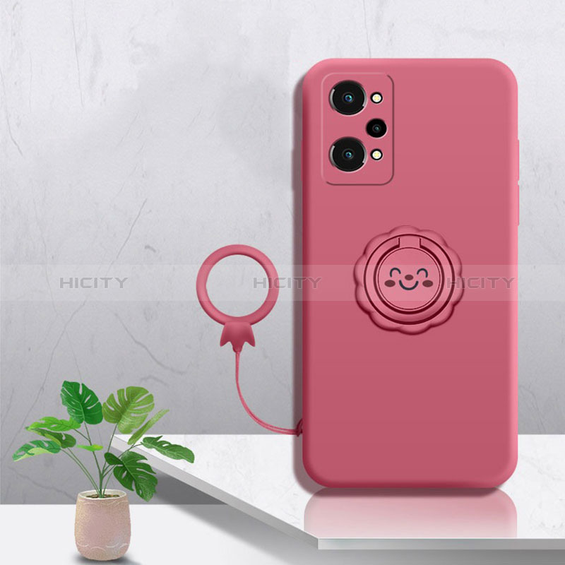 Custodia Silicone Ultra Sottile Morbida Cover con Magnetico Anello Supporto S02 per Realme Q5 Pro 5G