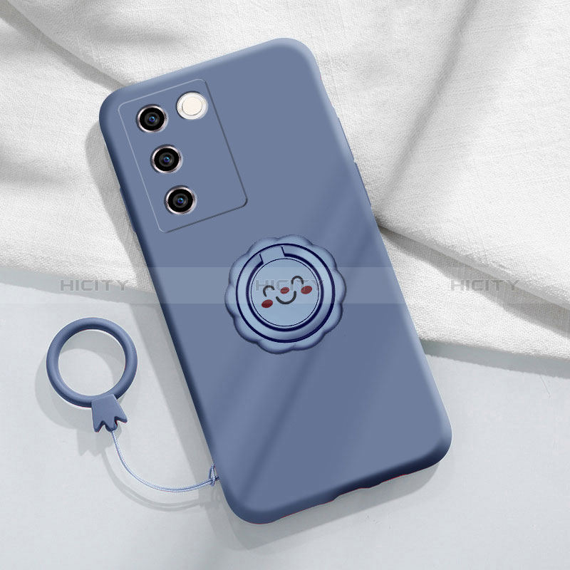 Custodia Silicone Ultra Sottile Morbida Cover con Magnetico Anello Supporto S02 per Vivo V27 Pro 5G