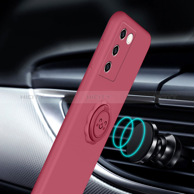 Custodia Silicone Ultra Sottile Morbida Cover con Magnetico Anello Supporto S02 per Vivo V27e 5G