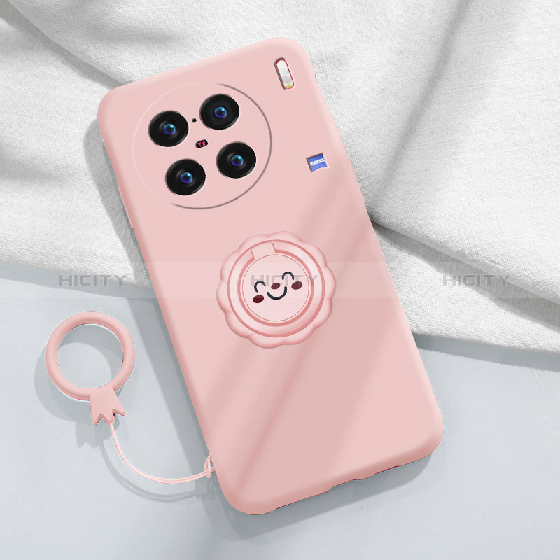 Custodia Silicone Ultra Sottile Morbida Cover con Magnetico Anello Supporto S02 per Vivo X90 Pro+ Plus 5G