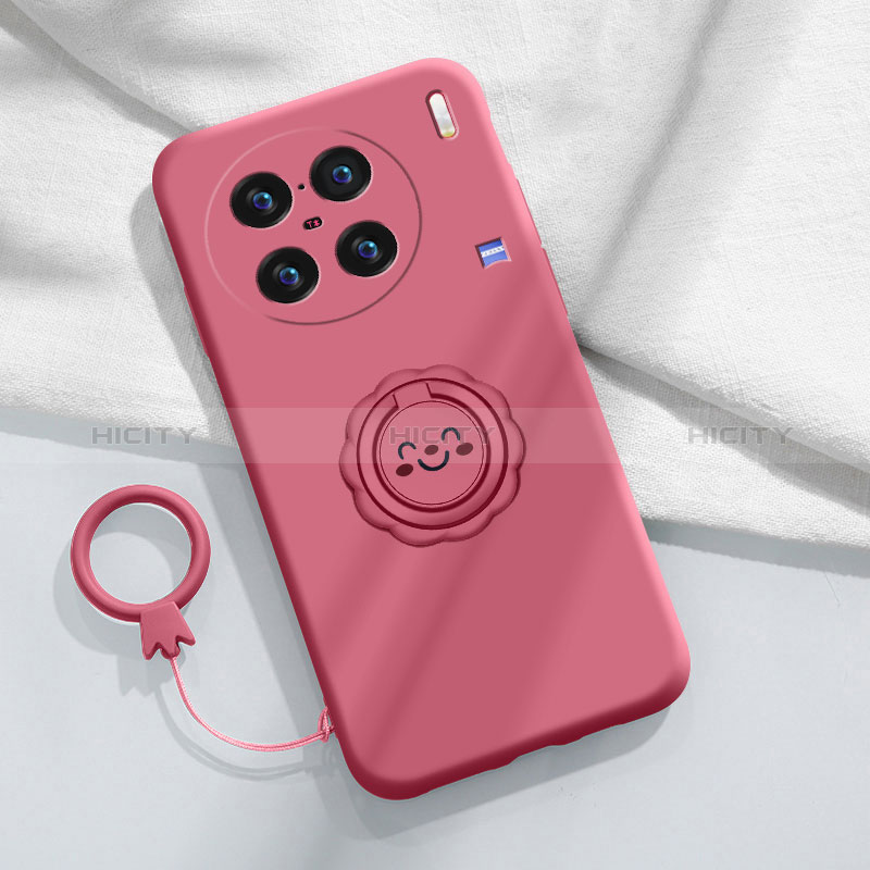 Custodia Silicone Ultra Sottile Morbida Cover con Magnetico Anello Supporto S02 per Vivo X90 Pro+ Plus 5G