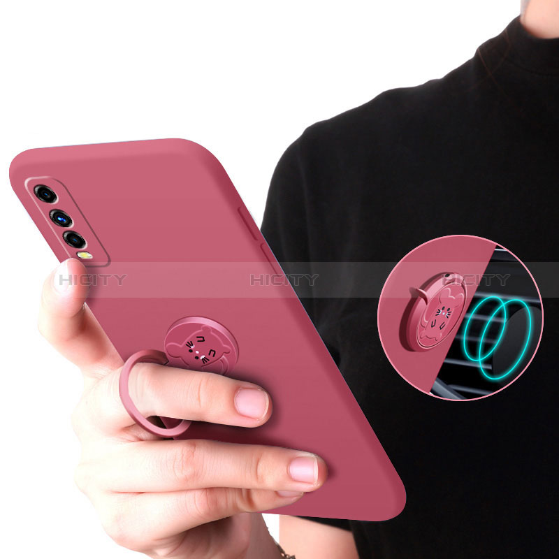 Custodia Silicone Ultra Sottile Morbida Cover con Magnetico Anello Supporto S02 per Vivo Y51s 5G