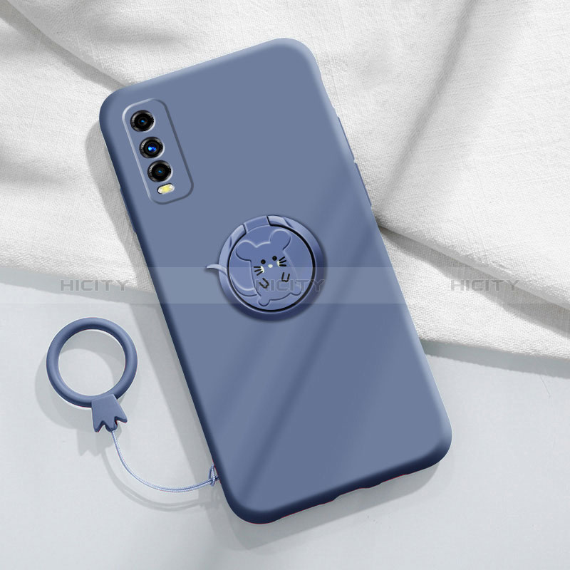 Custodia Silicone Ultra Sottile Morbida Cover con Magnetico Anello Supporto S02 per Vivo Y51s 5G