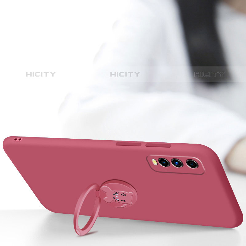 Custodia Silicone Ultra Sottile Morbida Cover con Magnetico Anello Supporto S02 per Vivo Y70S 5G