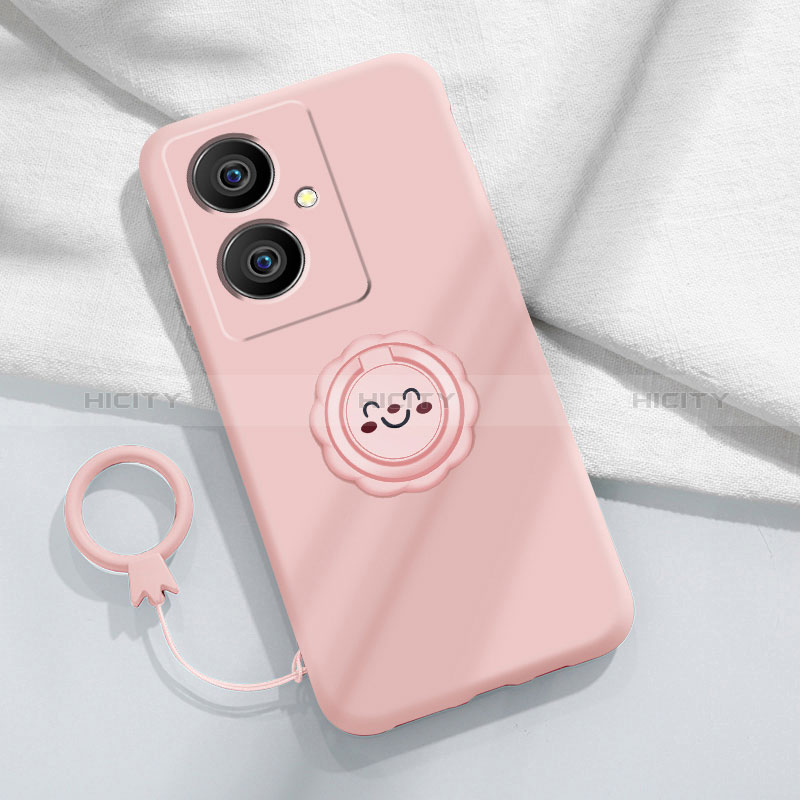 Custodia Silicone Ultra Sottile Morbida Cover con Magnetico Anello Supporto S02 per Vivo Y78 5G Rosa