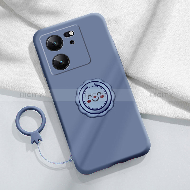 Custodia Silicone Ultra Sottile Morbida Cover con Magnetico Anello Supporto S02 per Xiaomi Mi 13T Pro 5G