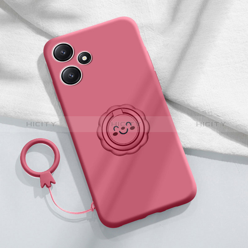 Custodia Silicone Ultra Sottile Morbida Cover con Magnetico Anello Supporto S02 per Xiaomi Poco M6 Pro 5G