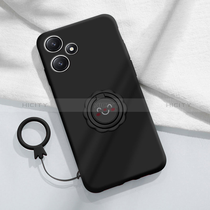 Custodia Silicone Ultra Sottile Morbida Cover con Magnetico Anello Supporto S02 per Xiaomi Poco M6 Pro 5G