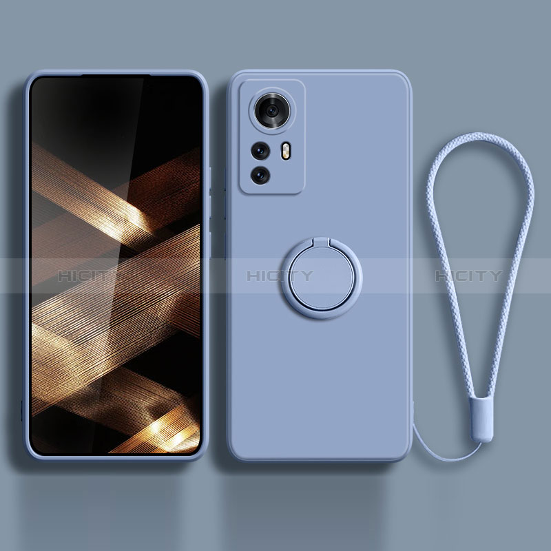 Custodia Silicone Ultra Sottile Morbida Cover con Magnetico Anello Supporto S02 per Xiaomi Redmi Note 12S Grigio Lavanda