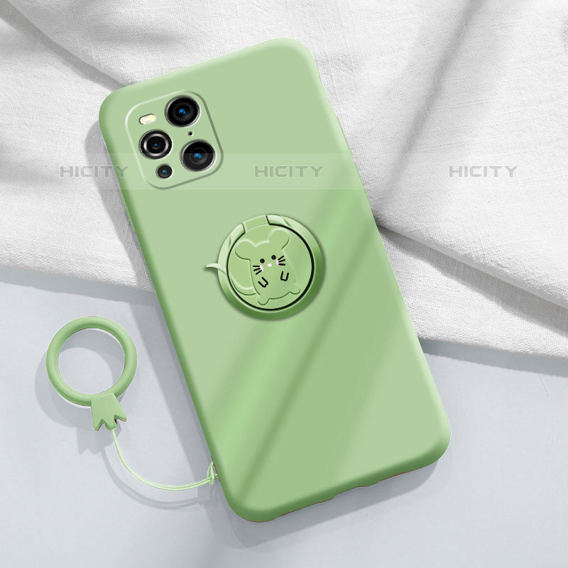 Custodia Silicone Ultra Sottile Morbida Cover con Magnetico Anello Supporto S03 per Oppo Find X3 Pro 5G