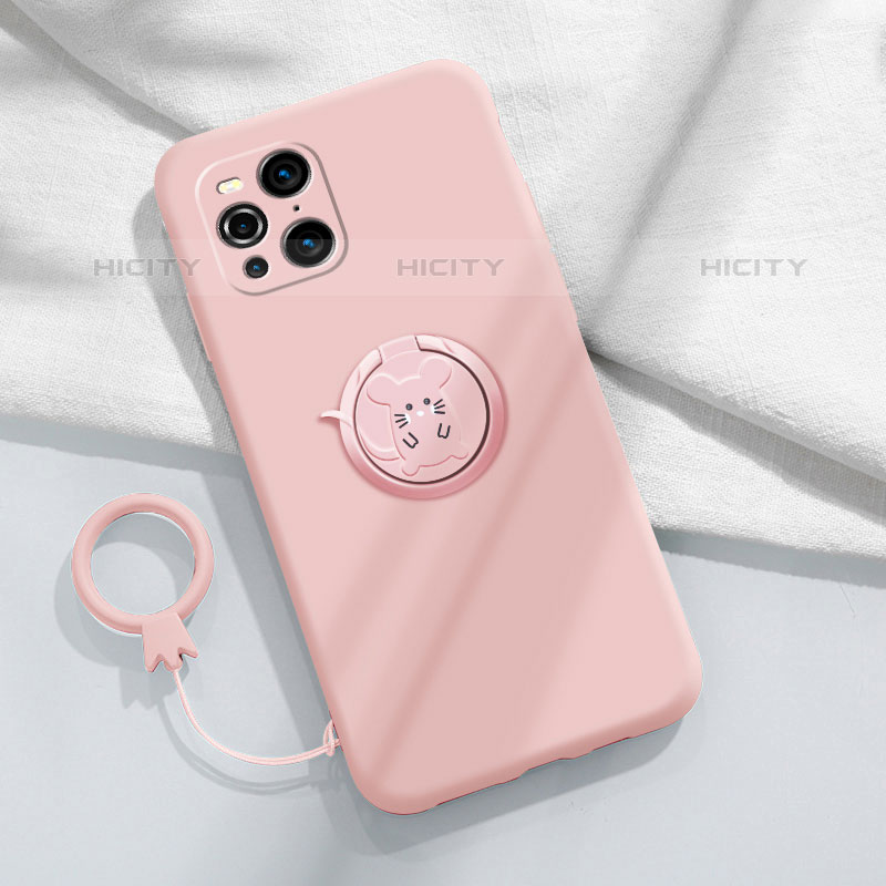 Custodia Silicone Ultra Sottile Morbida Cover con Magnetico Anello Supporto S03 per Oppo Find X3 Pro 5G