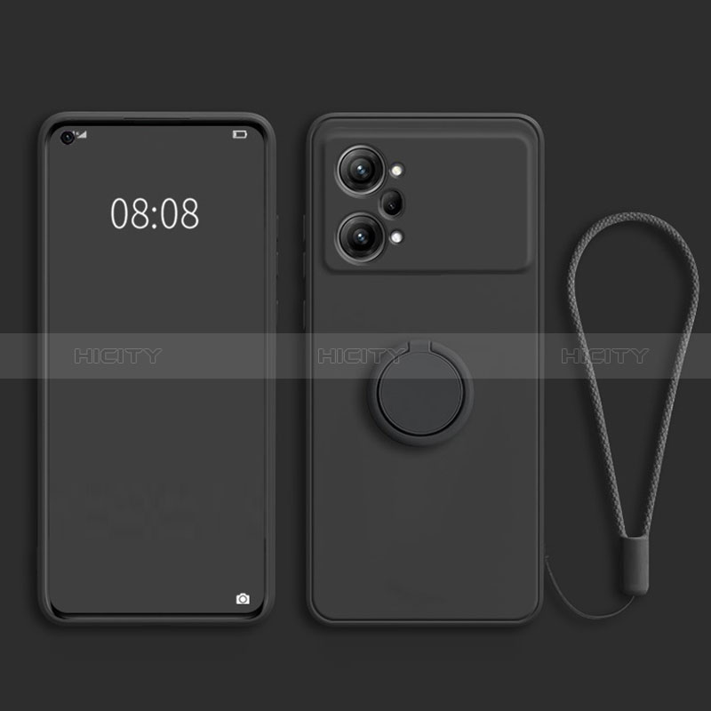 Custodia Silicone Ultra Sottile Morbida Cover con Magnetico Anello Supporto S03 per Oppo K10 Pro 5G Nero