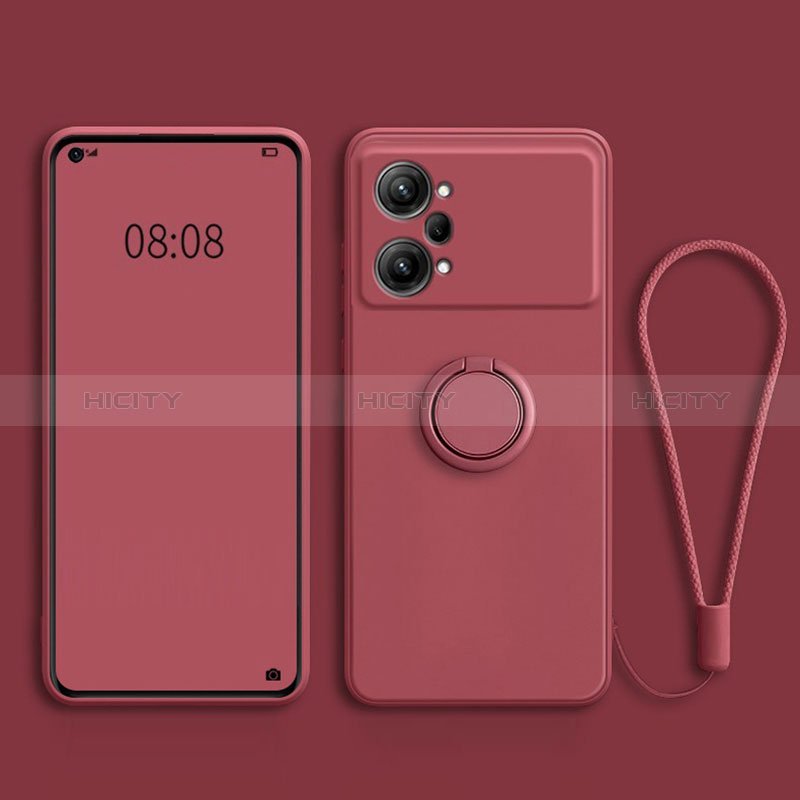 Custodia Silicone Ultra Sottile Morbida Cover con Magnetico Anello Supporto S03 per Oppo K10 Pro 5G Rosso