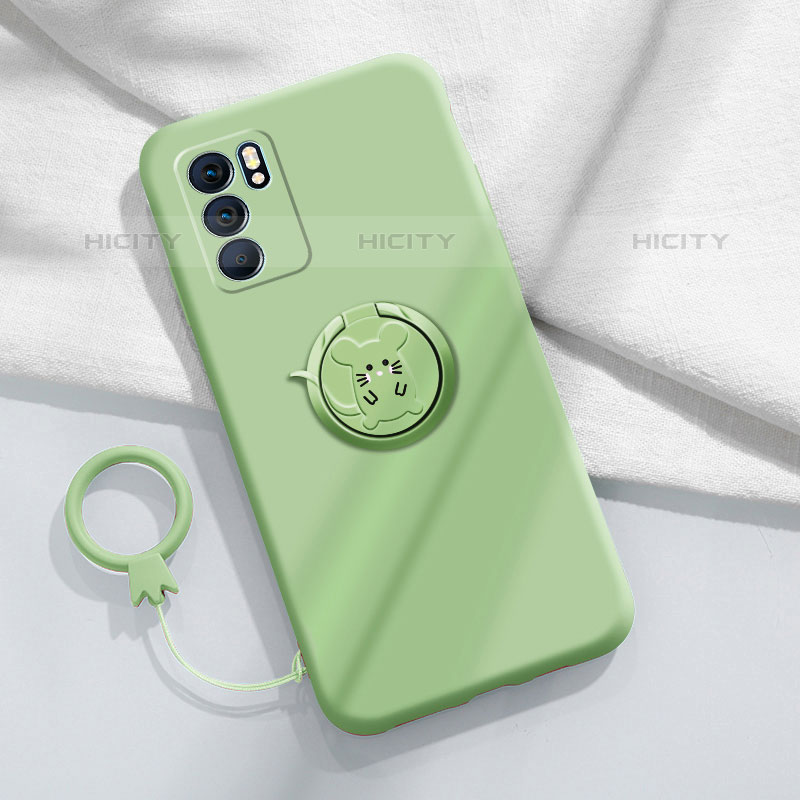 Custodia Silicone Ultra Sottile Morbida Cover con Magnetico Anello Supporto S03 per Oppo Reno6 Pro 5G India