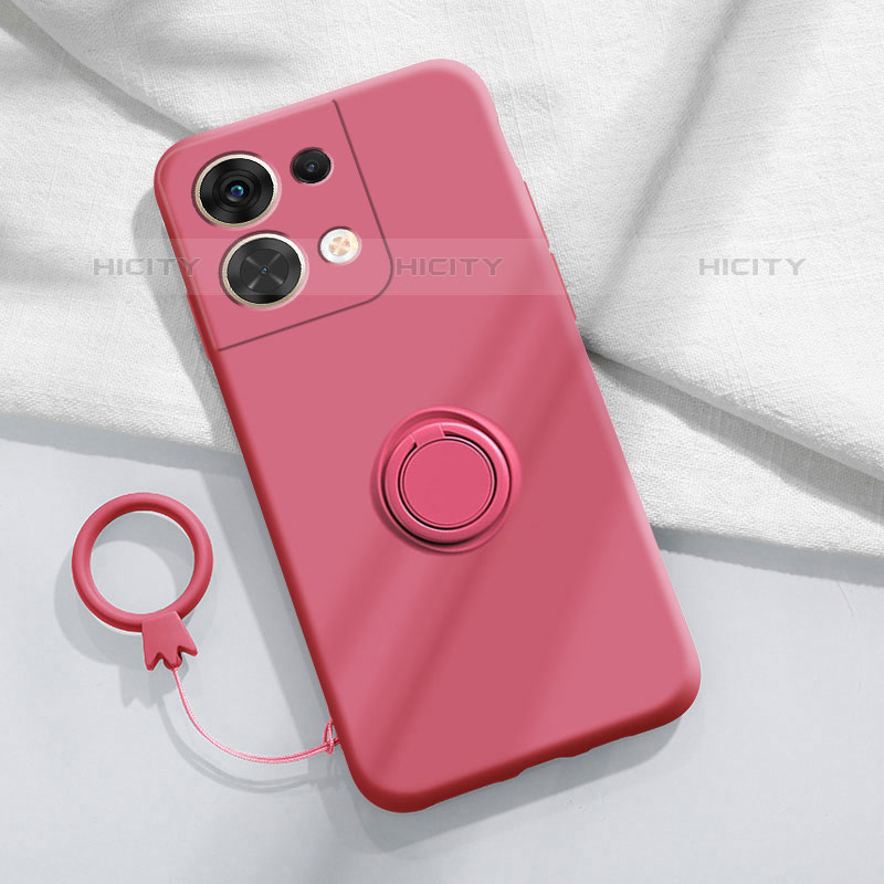 Custodia Silicone Ultra Sottile Morbida Cover con Magnetico Anello Supporto S03 per Oppo Reno8 5G