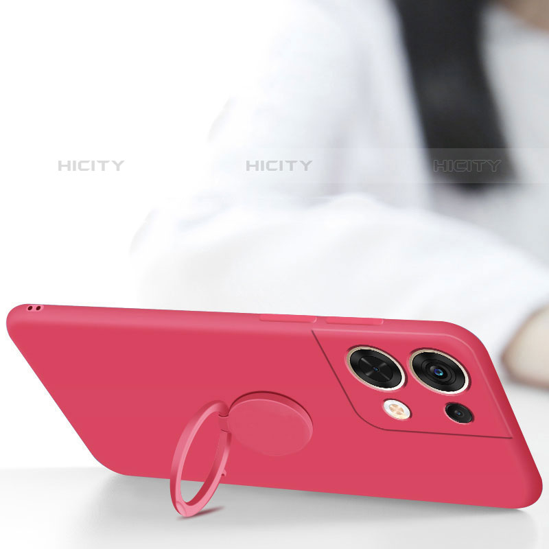 Custodia Silicone Ultra Sottile Morbida Cover con Magnetico Anello Supporto S03 per Oppo Reno8 Pro 5G