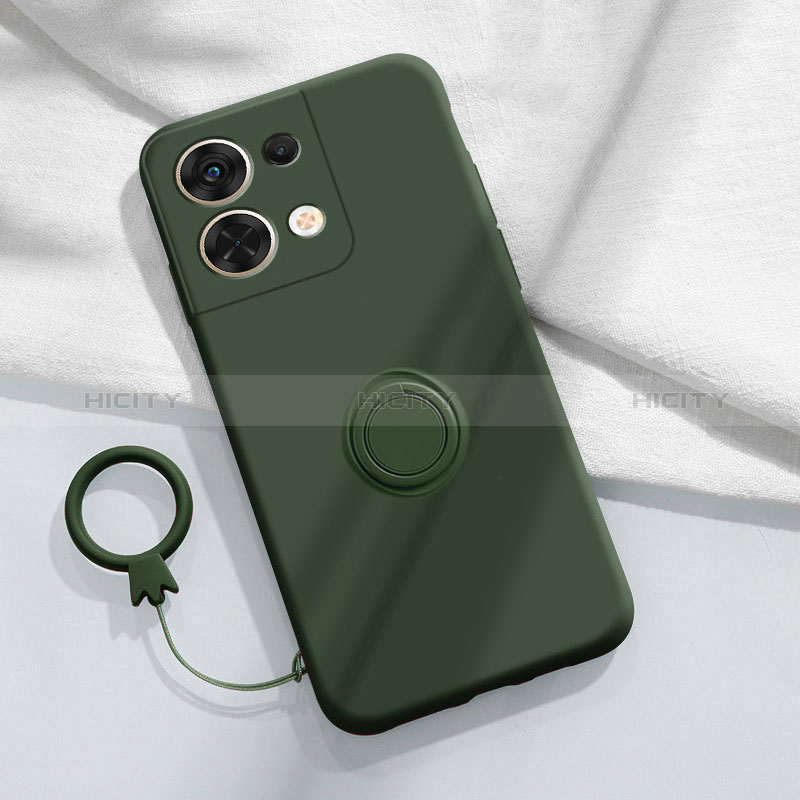 Custodia Silicone Ultra Sottile Morbida Cover con Magnetico Anello Supporto S03 per Oppo Reno9 Pro+ Plus 5G