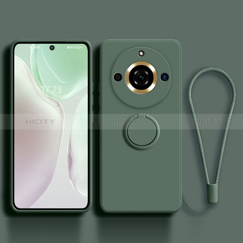 Custodia Silicone Ultra Sottile Morbida Cover con Magnetico Anello Supporto S03 per Realme 11 Pro 5G Verde Notte