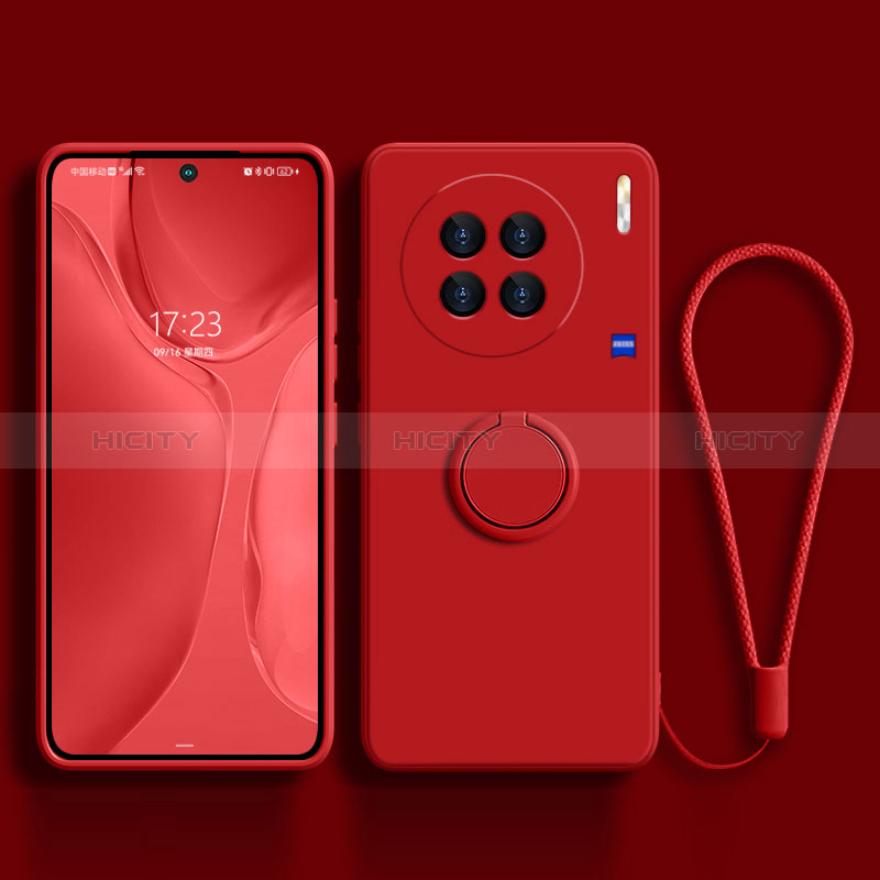 Custodia Silicone Ultra Sottile Morbida Cover con Magnetico Anello Supporto S03 per Vivo X90 Pro 5G Rosso