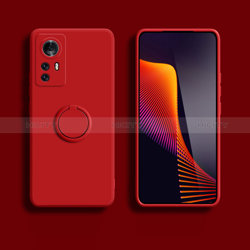 Custodia Silicone Ultra Sottile Morbida Cover con Magnetico Anello Supporto S03 per Xiaomi Redmi Note 12S Rosso