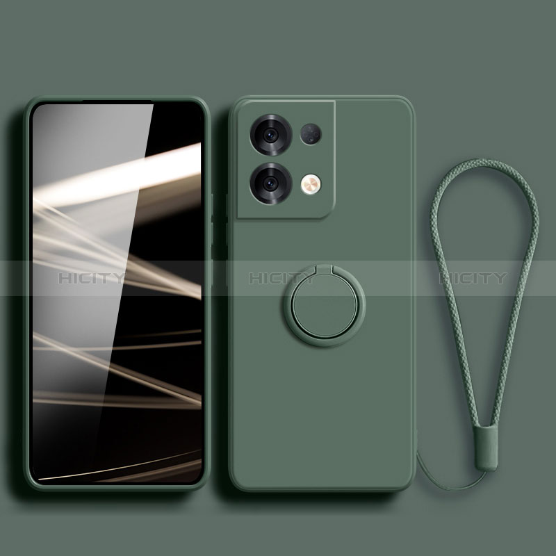 Custodia Silicone Ultra Sottile Morbida Cover con Magnetico Anello Supporto S03 per Xiaomi Redmi Note 13 Pro 5G Verde Notte