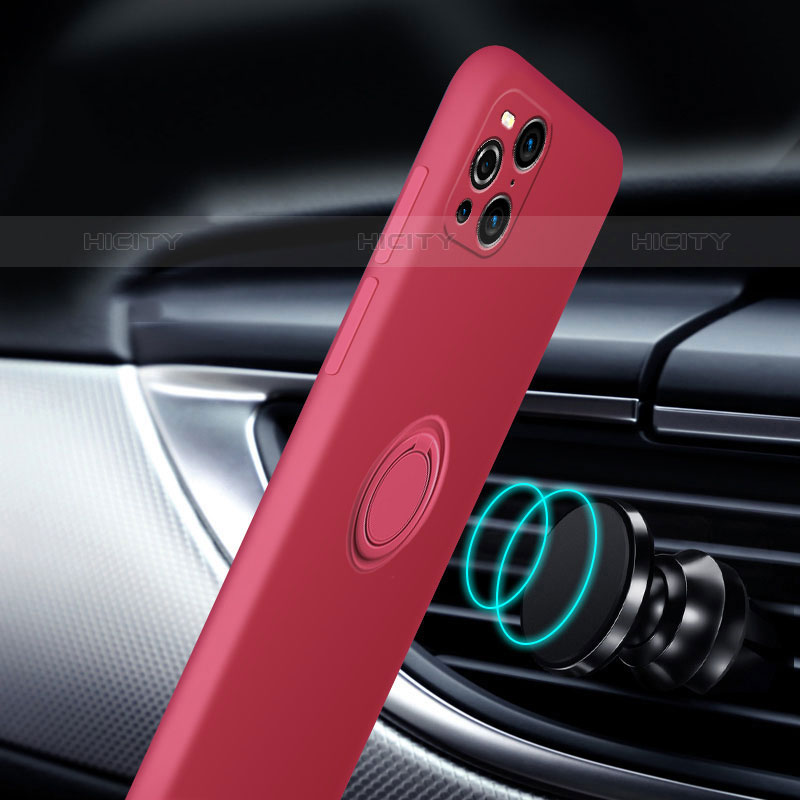 Custodia Silicone Ultra Sottile Morbida Cover con Magnetico Anello Supporto S04 per Oppo Find X3 Pro 5G