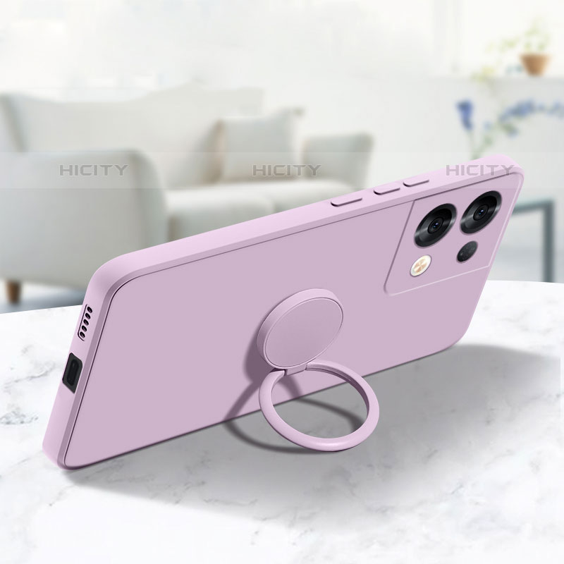 Custodia Silicone Ultra Sottile Morbida Cover con Magnetico Anello Supporto S04 per Oppo Reno8 Pro 5G