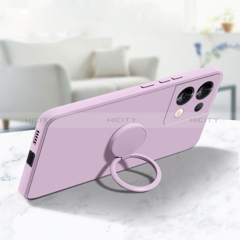 Custodia Silicone Ultra Sottile Morbida Cover con Magnetico Anello Supporto S04 per Oppo Reno9 Pro+ Plus 5G