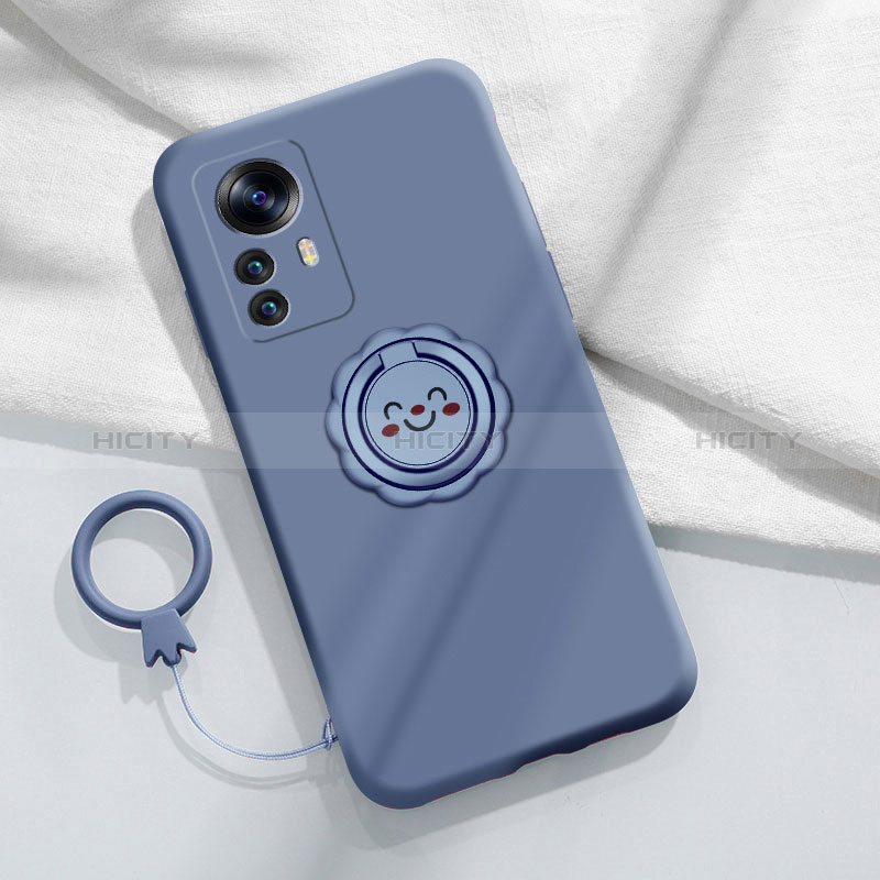 Custodia Silicone Ultra Sottile Morbida Cover con Magnetico Anello Supporto S04 per Xiaomi Redmi Note 12S Grigio Lavanda