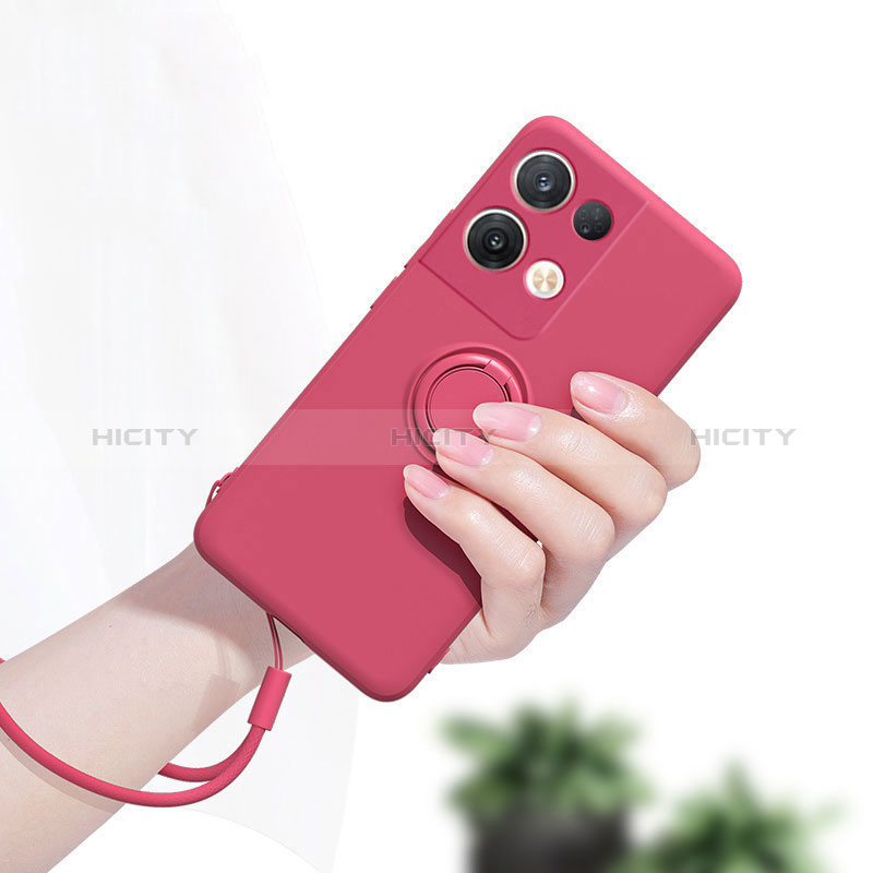 Custodia Silicone Ultra Sottile Morbida Cover con Magnetico Anello Supporto S06 per Xiaomi Redmi Note 13 5G