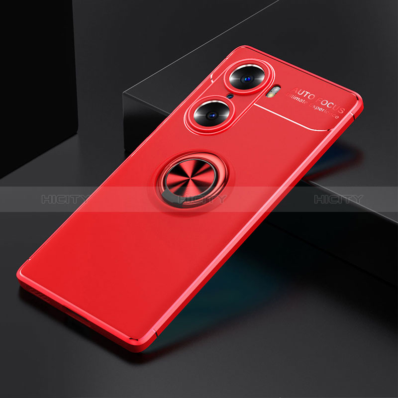 Custodia Silicone Ultra Sottile Morbida Cover con Magnetico Anello Supporto SD1 per Huawei Honor 60 5G Rosso