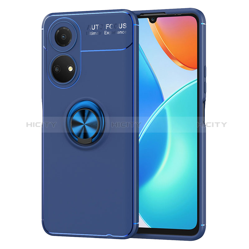 Custodia Silicone Ultra Sottile Morbida Cover con Magnetico Anello Supporto SD1 per Huawei Honor X7 Blu