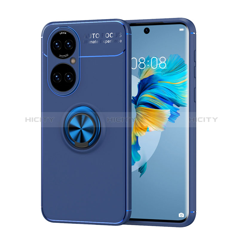 Custodia Silicone Ultra Sottile Morbida Cover con Magnetico Anello Supporto SD1 per Huawei P50e