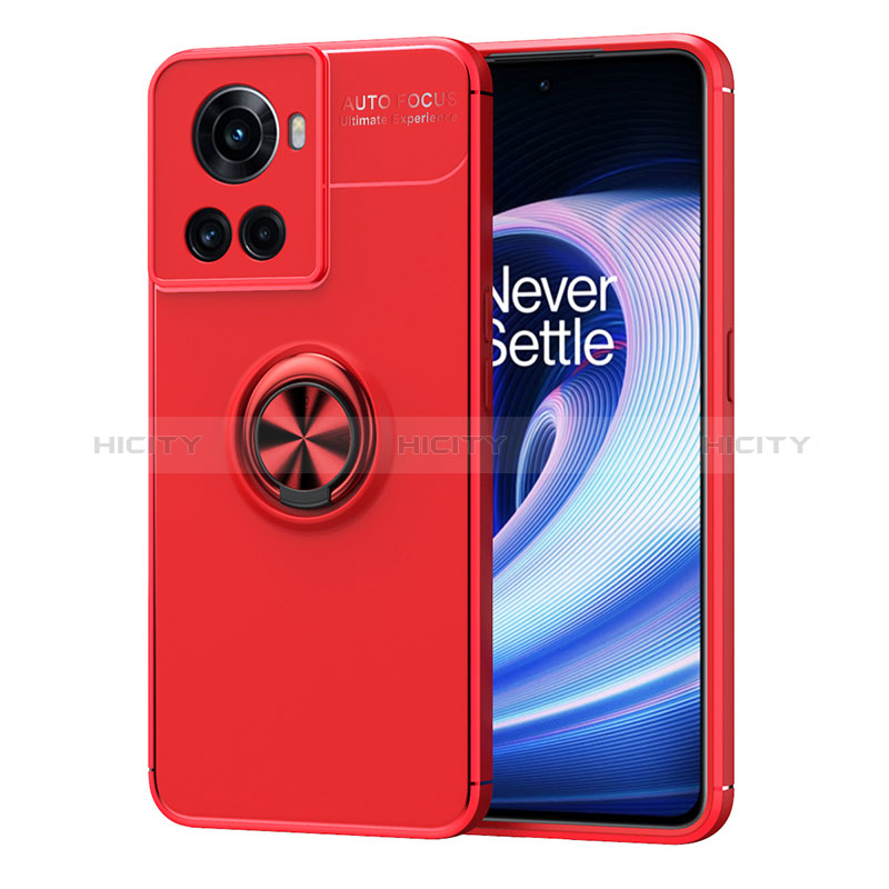 Custodia Silicone Ultra Sottile Morbida Cover con Magnetico Anello Supporto SD1 per OnePlus 10R 5G Rosso