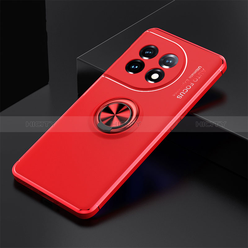 Custodia Silicone Ultra Sottile Morbida Cover con Magnetico Anello Supporto SD1 per OnePlus 11 5G Rosso