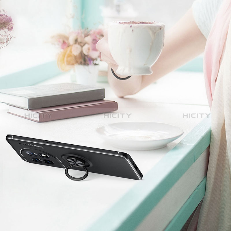 Custodia Silicone Ultra Sottile Morbida Cover con Magnetico Anello Supporto SD1 per OnePlus 11R 5G